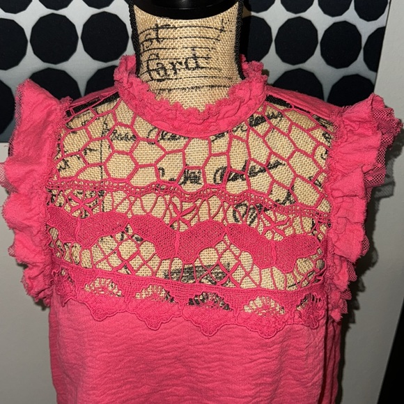 Women's Free People Simply Smiles Crochet Top, Size Large - looks Pink - Picture 9 of 12